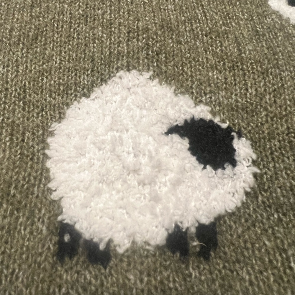 Charming Olive Sheep Pattern Sweater - image 5